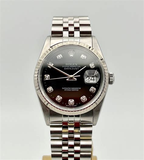 Rolex Datejust 36 36mm Nero con Brillanti FULL SET like NEW